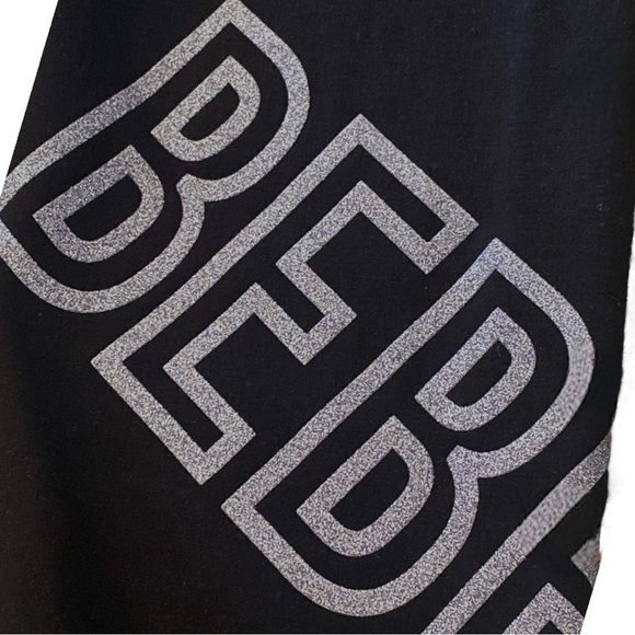 BeBe Sport Black Silver Glitter Logo Band Fleece Jogger Curvy 2X ECU Gothic BA… - Picture 3 of 5
